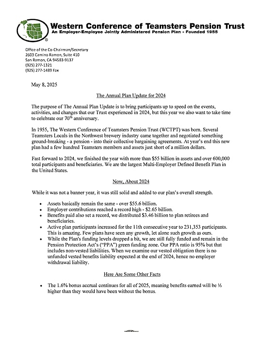 Image of Union Chairman Letter